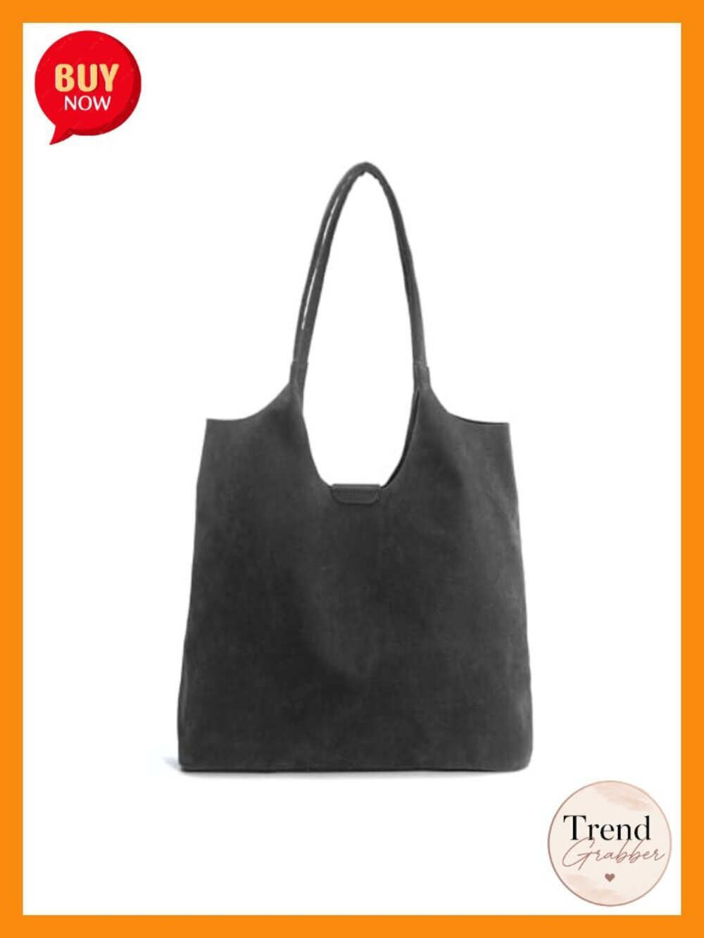 Faux Suede Tote Bag with Magnetic Closure Hobo Handbag